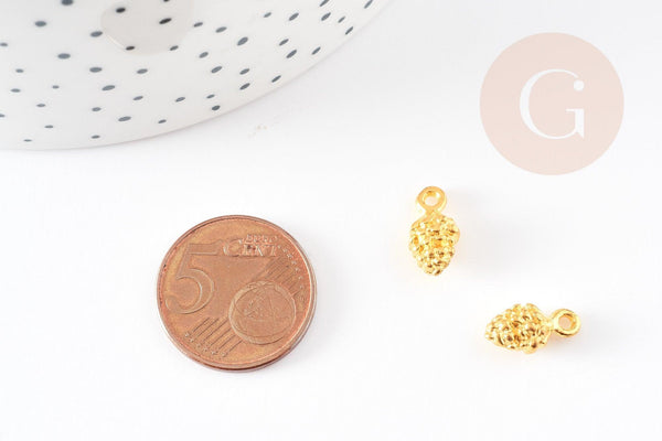 Pendentif pomme de pin zamac doré 13mm,x10 G3916