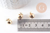 Pendentif pomme en laiton doré 18K 10mm, x2 (G10381)