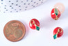 Pendentif pomme rouge laiton doré 12mm,thème fruit, création de bijoux dorés, x1 G6687