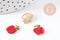 Pendentif pomme rouge zamac doré 15mm, x5 (G5473)