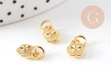 Pendentif pomme zamac doré, sans nickel, perle géométrique,9.5mm, x5 (G5677)