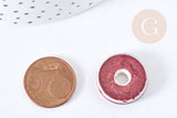 Pendentif porcelaine donut vert marron 21-22mm, perle céramique, x1 (G8482)