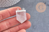 Pendentif quartz rose hexagone argenté,pendentif bijoux pierre,quartz rose naturel,28mm x1 (G5197)