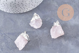 Pendentif quartz rose naturel brut 22-55mm, x1 (G0292)