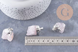 Pendentif quartz rose naturel brut 22-55mm, x1 (G0292)