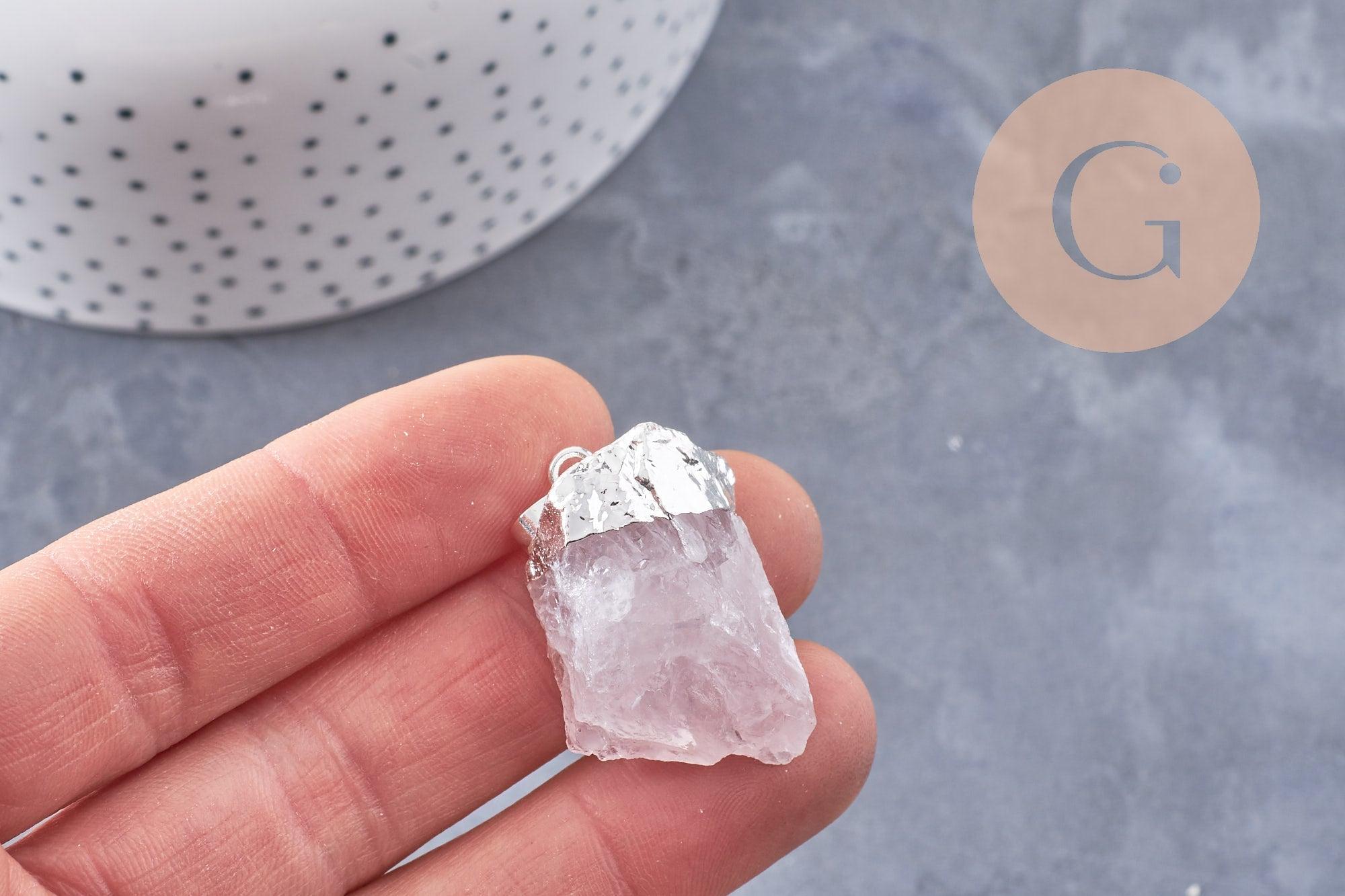 Pendentif quartz rose naturel brut 22-55mm, x1 (G0292)