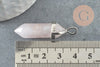 Pendentif quartz rose pointe, pierre brute, création bijoux,pendentif pierre,pendentif argenté, pierre naturelle,39mm, x1 G0556
