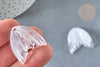Pendentif queue de poisson acrylique blanc transparent 27mm, x2 (G7281)