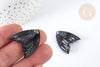Pendentif queue de poisson acrylique noir 27mm, création bijoux plastique, x2 (G7279)
