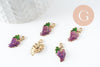 Pendentif raisin émaillé doré,pendentif fruit création bijoux, pendentif doré, 17mm, x5 (G3512)