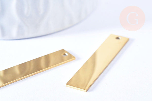 Pendentif rectangle acier 304 inoxydable doré IP à graver 40x8mm, x1 (G6794)