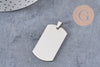 Pendentif rectangle acier inoxydable 304 argenté à graver 34.5mm, x1 (G8017)