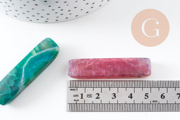 Pendentif rectangle agate teintée,Pendentif bijoux, perle pierre, x1 (G3613)