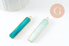 Pendentif rectangle amazonite naturelle laiton doré 46.5mm, x1 (G0299)