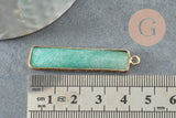 Pendentif rectangle aventurine naturelle laiton doré 46.5mm, x1 (G1959)