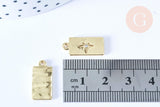 Pendentif rectangle étoile cristal blanc laiton doré 18,5mm création bijoux astro, x1 G7115