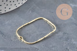 Rectangular cut-out pendant, textured gold zamak, 46mm, x2 (G11260)
