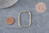 Rectangular cut-out pendant, textured gold zamak, 46mm, x2 (G11260)