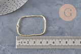 Rectangular cut-out pendant, textured gold zamak, 46mm, x2 (G11260)