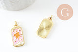 Pendentif rectangle mystique laiton doré 18k 26mm, x1 (G10048)