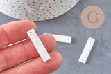Pendentif rectangle nacre blanche naturelle 30mm, perle rectangulaire coquillage blanc, x5 G1080