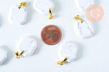 Pendentif rectangle octogone en pierre naturelle laiton doré 20mm, création bijoux pierre naturelle, x1 G7259