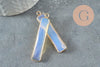 Pendentif rectangle opalite facettes laiton doré 46.5mm, pendentif pierre opale de laboratoire, x1 G2523