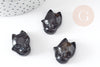 Pendentif renard agate noire naturelle en pierre ,23mm, x1 (G4574)