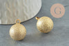 Pendentif rond Bola harmonie carillon en laiton doré sablé 22mm, x1 (G9506)