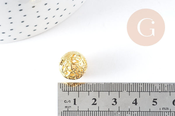 Pendentif rond Bola harmonie carillon laiton doré 17mm (DIAMETRE INTERIEUR 12 MM), x1 (G6607)