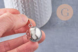 Pendentif rond Bola harmonie carillon argent platine 24mm, x1 (G5992)