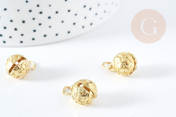 Pendentif rond Grelot carillon laiton brut 15.5mm, création bijoux grossesse, fantaisie carillon mystique, x1 (G8870)