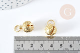 Pendentif rond Grelot carillon laiton brut 15.5mm, création bijoux grossesse, fantaisie carillon mystique, x1 (G8870)