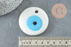 Pendentif rond Mauvais Oeil verre blanc 50mm, x1 (G9437)