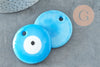 Pendentif rond Mauvais Oeil verre bleu ciel 50mm, x1 (G9444)
