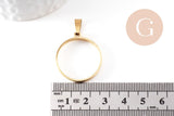 Pendentif rond acier 201 inoxydable doré sans fond 28mm, x1 (G10191)