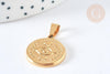 Pendentif rond acier 304 doré œil protecteur 20mm, création bijoux acier, x1 (G7386)