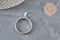 Stainless steel 304 round flat pendant with open back, platinum colored, 28mm, x1 (G11187)