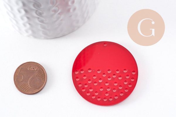 Pendentif rond acrylique 40mm, x2 (G10198)