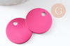 Pendentif rond aluminium rose fuchsia à graver 20mm, x1 (G10186)