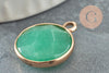 Pendentif rond aventurine verte laiton doré 20mm, aventurine Naturelle,pendentif pierre,x1 G1422