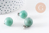 Pendentif rond aventurine verte naturelle acier inoxydable platine 17mm, x1 (G10069)