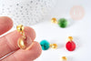 Pendentif rond cristal coloré support zamac doré 25mm,pendentif cristal coloré pour création bijoux, x1 G8564