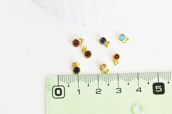 Pendentif rond doré 24 carats cristal multicolore,pendentif cristal doré ,6.5mm, x10 (G3323)