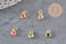 Pendentif rond doré 24 carats cristal multicolore,pendentif cristal doré ,6.5mm, x10 (G3323)