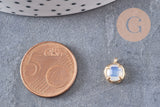Pendentif rond doré 24 carats cristal opalite,pendentif cristal, pendentif doré,cristal opalite,création bijoux,10mm, x1 (G6001)