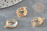 Pendentif rond doré cristal beige irisé 17mm, x1 (G3517)