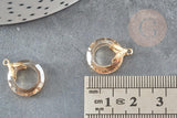 Pendentif rond doré cristal beige irisé 17mm, x1 (G3517)