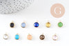 Pendentif rond doré cristal,fournitures créatives,pendentif cristal coloré,12mm, x1 (G5039)