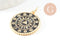Pendentif rond doré triangle émail résine un Pendentif pour femme en métal doré pour la création de bijoux,14mm,x1 ,22.5cm,G3164